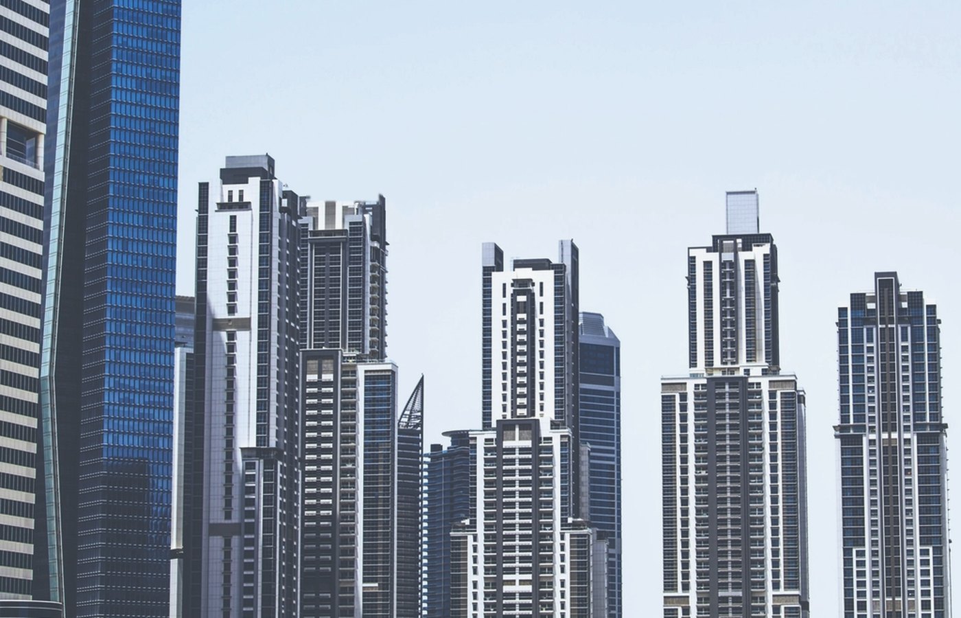 Residential towers against a clear sky